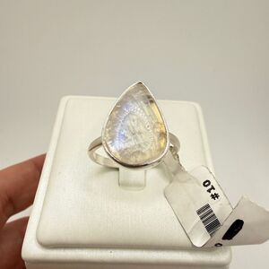 NWT Pear cut 18x12mm Moonstone Cabochon solitaire ring in Sterling Silver!